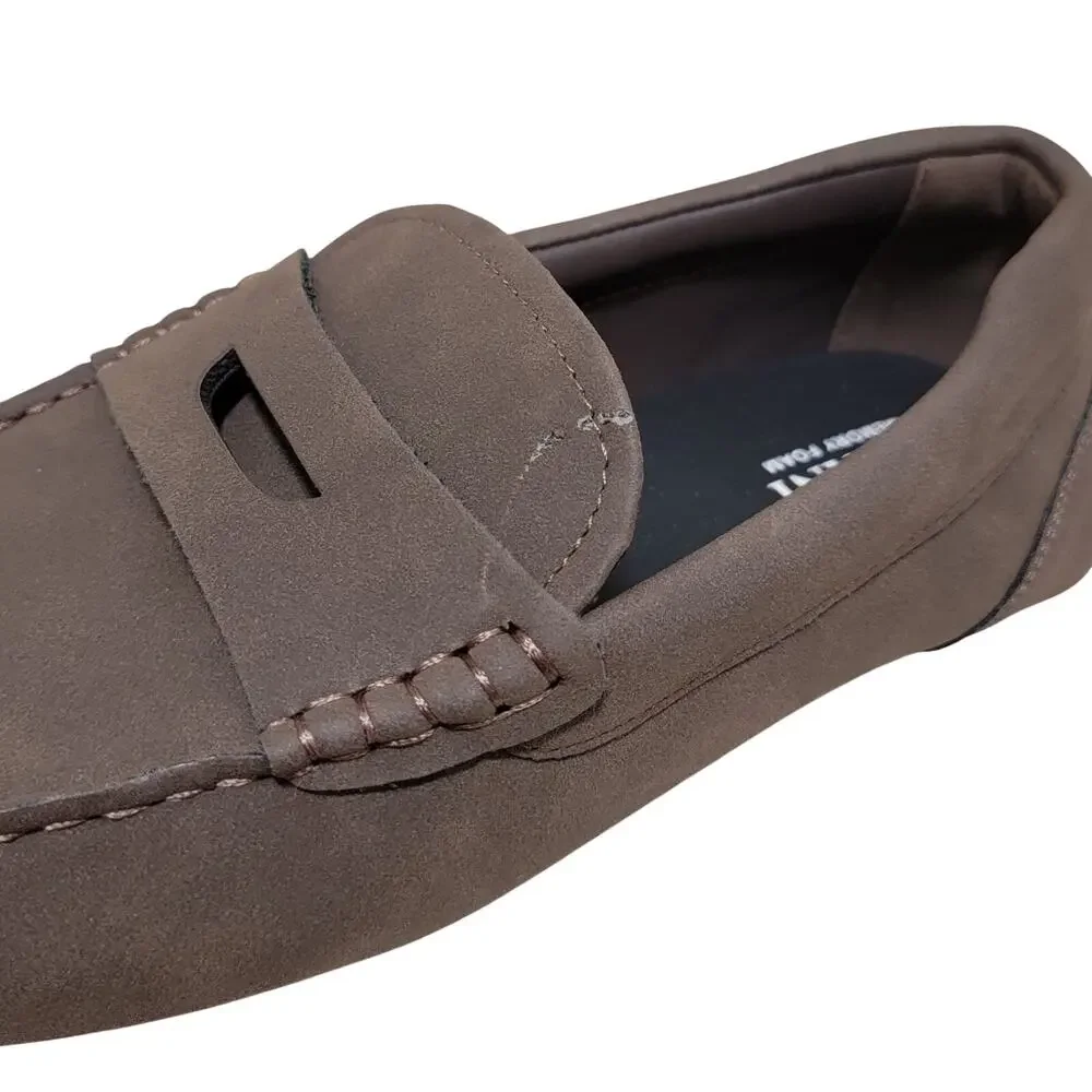 Alfani Men Marco PU Slip On Moc Toe Penny Loafers Size US 8M Brown Faux Suede
